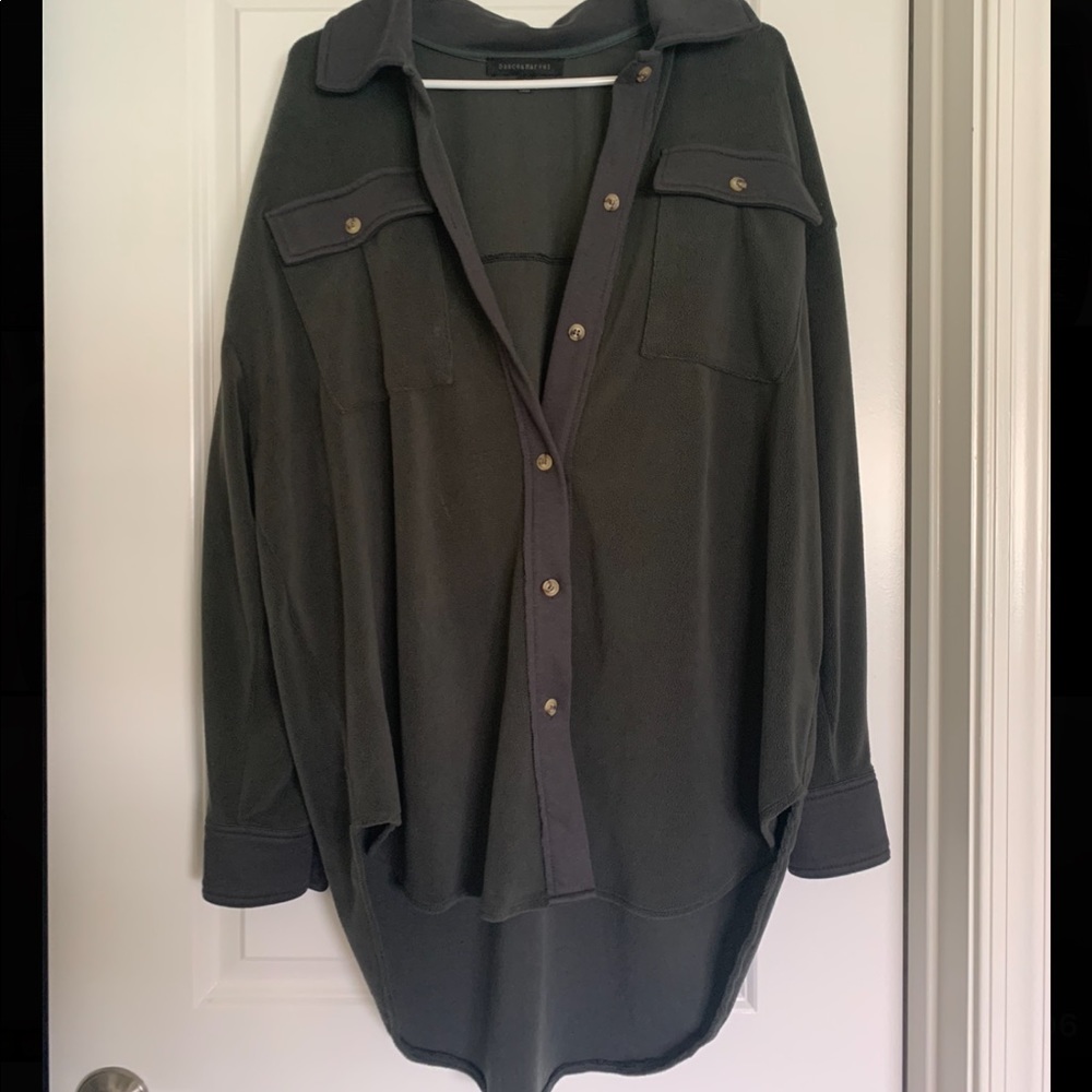 Oversized Button Up Sweater/Long Sleeve Shirt Size S in Dark Gray
